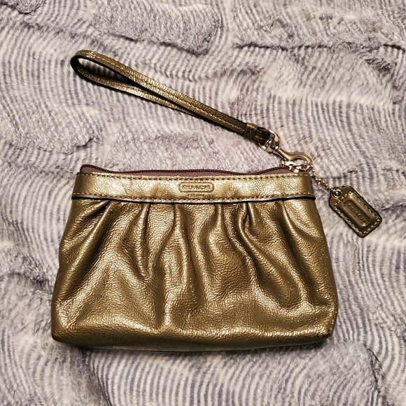 Coach Handbags - Coach patent leather wristlet olive green
